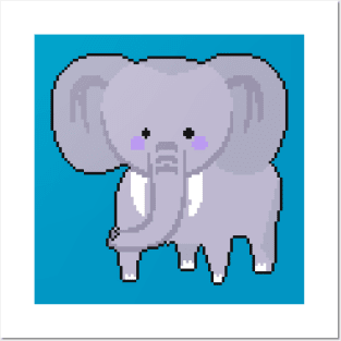 Safari Serenity: Pixel Art Elephant Design for Trendy Fashion Posters and Art